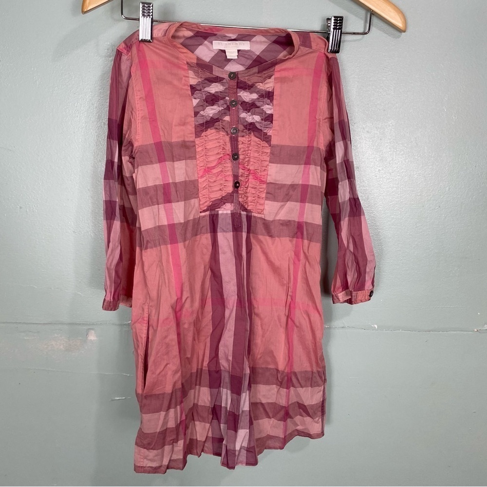 Burberry Pink Nova Check Plaid Dress‎ Girls Sz 10 Y